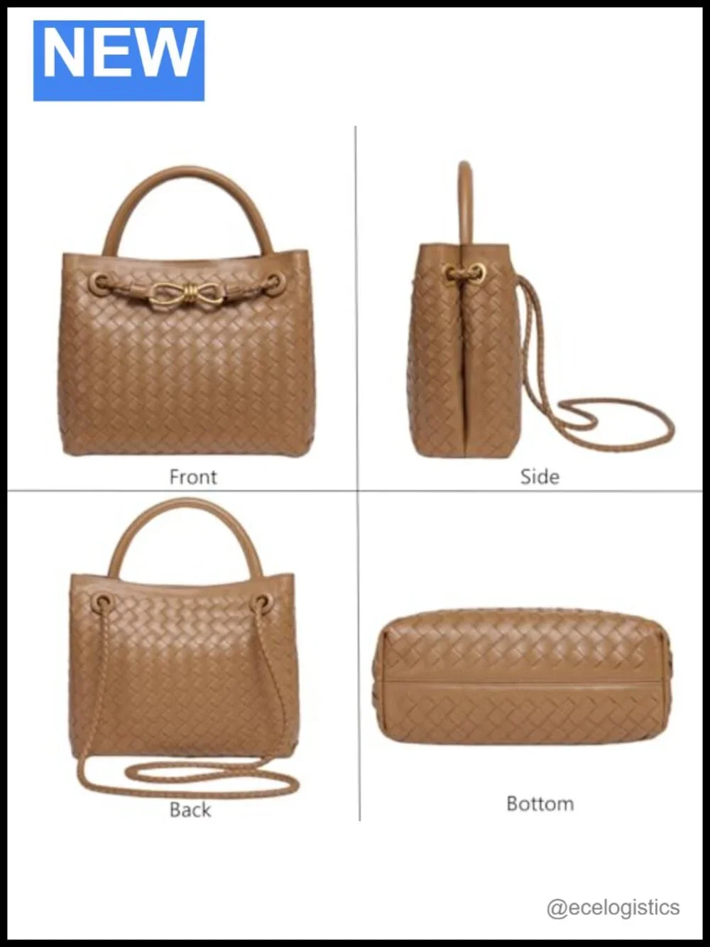 Vegan Leather Woven Top Handle Hobo Shoulder Tote Bag with Adjustable Strap